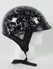1VBYB - DOT BLACK BONYARD MOTORCYCLE HALF HELMET BEANIE HELMETS