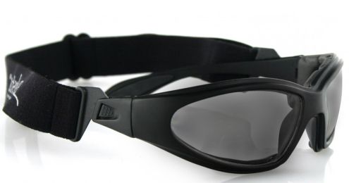 BIKER SUNGLASSES - GXR Sunglass, Black Frame, Anti-fog Smoked Lenses
