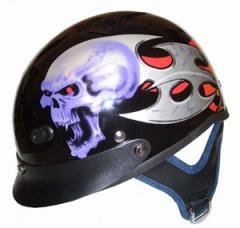 1VSB - DOT VENTED SKULL BLADE MOTORCYCLE HALF HELMET BEANIE HELMETS 1VSB - DOT VENTED SKULL BLADE MOTORCYCLE HALF HELMET BEANIE HELMETS